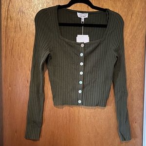 & Other Stories square neck slim fit button front pullover or cardigan